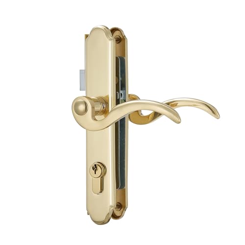 Storm Door Handle Replacement Kit With Lock and Key, Gold Security Door Lever Handle Lock Set for...