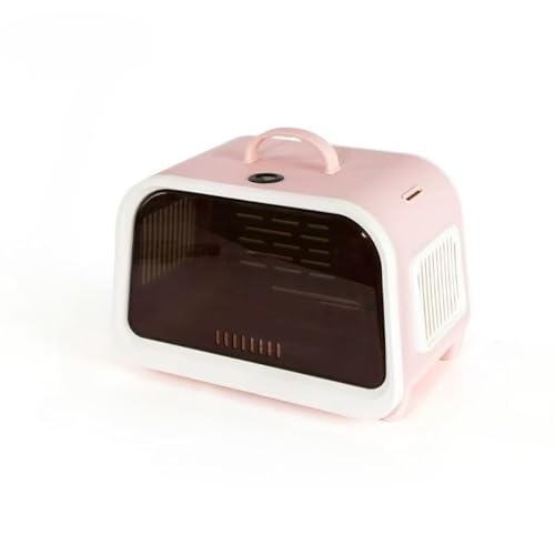Angoda ペットキャリー ハードケース ダブルドア 軽量設計 通気性メッシュ コンパクト収納 車載利用 手提げ肩掛け 中型大型猫 小型犬 小動物 通院 旅行 避難 アウトドア (ピンク色)