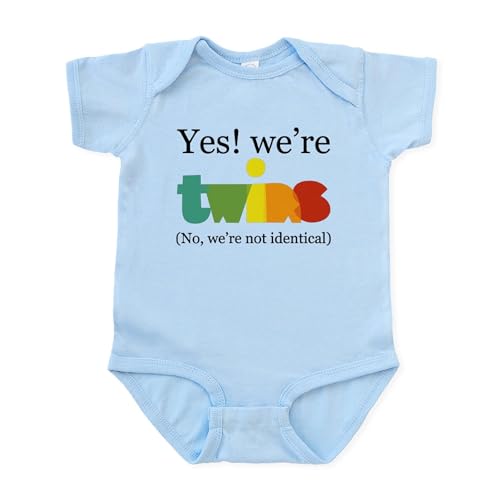 Image of CafePress Yes! We're Twins (Fraternal) Infant Bodysuit Cute Infant Bodysuit Baby Romper Sky Blue