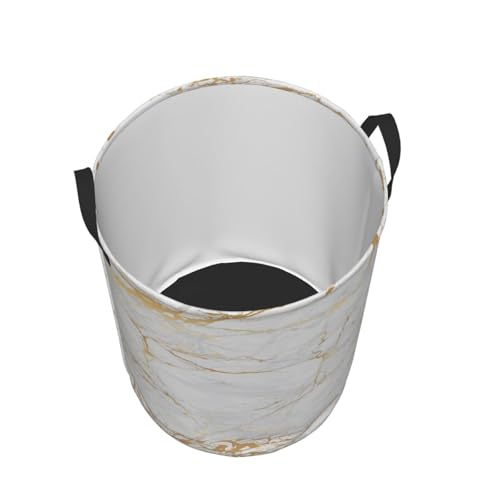 Image of Marble Print Round Laundry Hamper Storage Basket Toys Clothes Organizer Bin For Home Bathroom Bedroom Dorm Nursery, 62l