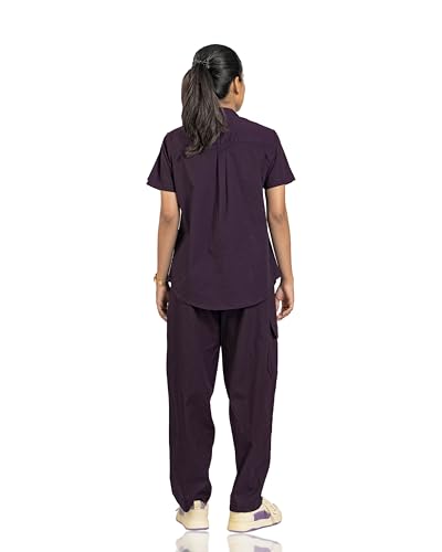 Image of Flexi Women Medical Scrub Set | 5 Pockets | Cotton Lycra Doctor Scrubs | Y-Neck Top | Straight Pants | Hospital Uniform for Doctors & Nurses
