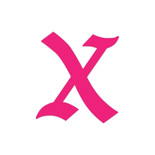 ヘルメット チーム マーク 【タイプ花文字】【X】(ピンク2) ステッカー 英字 1文字 縦55mm シール 野球 ベースボール ソフトボール スポーツ ゼッケン ロッカー バット 花文字