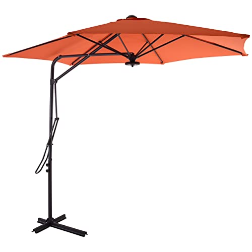 Raburg Ampelschirm PUSH-UP in RUST-ORANGE - Gartenschirm mit LED-Licht, 270 cm Ø - 100% Polyester
