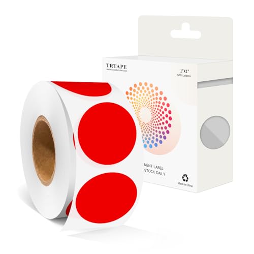 1 Inch Color Coding Labels - Round Color Code Dot Stickers, 500 PCS Circle Labels for Organization, Inventory, Filing System, Easy Write Surface（Red）