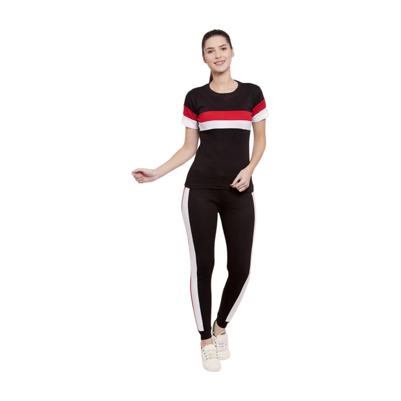 Cotton Blend Tracksuits for Women Half Sleeves Round Neck for Sports Comfortable and Breathable Gym Wear, Workout for Womens Tracksuit Set-image-34