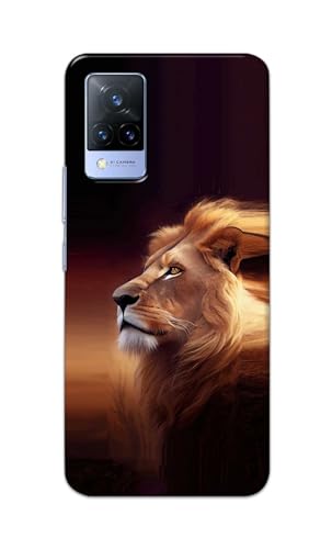 Image of Plastic Printfidaa Printed Hard Back Cover Case For Vivo V21 5G Back Cover (Danger Lion) -112,Multicolor