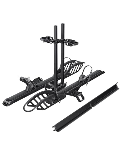 Young Electric E-Bike Rack with Ramp, Hitch 2 Bike Rack, 200 lbs Capacity Electric Bike Carrier, Foldable Platform Mount for Cars, Trucks, SUVs, Minivans, Up to 5-Inch Fat Tire for 2'' Receiver