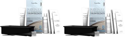 Image of Knight & Wilson Pure Plex Bond Reconstructing Cream Hair Bleach, Ammonia Free Formulation Lifts up to 8 Shades, Protects & Repairs, While Lightening. Full Hair Bleaching Kit. (Pack of 2)