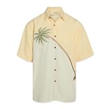 Bamboo Cay Men's Hurricane Palm Tropical Style Embroidered Camp Shirt (Medium, Banana)