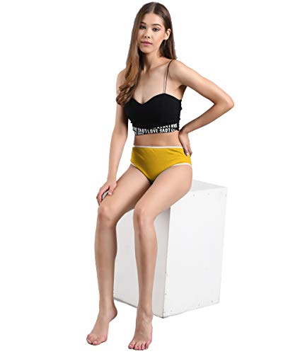 Image of KOTTY Yellow Cotton Lycra Printed Low Rise Women Panty