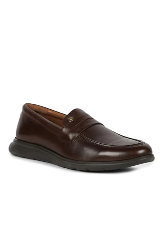 Image of Louis Philippe Men Premium Leather Breathable Lining Material Light Weight Flat Heel EVA Sole Casual Slip-on Shoes