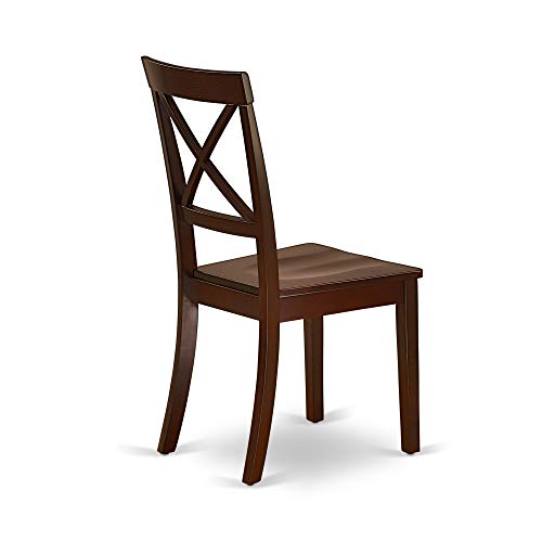 East West Furniture CABO7-MAH-W Mid Century Set 7 Piece-Wooden Chairs Seat-Mahogany Finish Kitchen dining room Table and Frame, 7