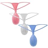 Pouchsexy Mens Thong Low Rise G Strings & Thongs Underwear sexy Breathable Silky Bikini Briefs T Back For Swimwear C string 3 Pack