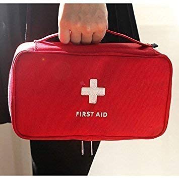 THE PAGH Large Medical First Aid Kit Storage Pouch | Medicine-Pocket Empty Bag for Travelling Car, Home, Office (Random Colour)