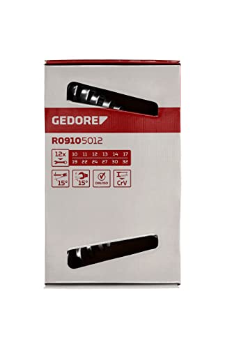 GEDORE red Zestaw kluczy płasko-oczkowych, 12-częściowy, SW 10-32, stal chromowo-wanadowa, srebrny