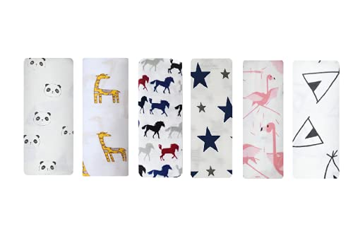 Image of swaddle blanket combo 100% Pure Cotton Muslin Baby Swaddle Blanket, Swaddle for Newborn Baby Super Soft Cotton Receiving Wrapper Cloth, Stroller Cover-Pack of 6 with Size 120X100 CM - Jungle Safari