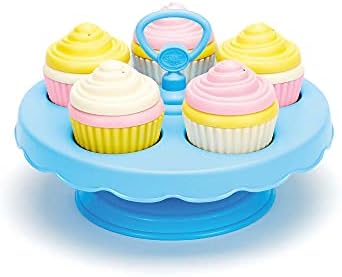 Green Toys Cupcake Set - 16 Piece Pretend Play, Motor Skills, Language & Communication Kids Role Play Toy. No BPA, phthalates, PVC. Dishwasher Safe, Recycled Plastic, Made in USA.