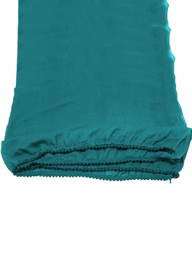 Image of Miraan Solid Pure Cotton Dupatta with Pom Pom Border, 2.25 meters length (DUPCOTTON)