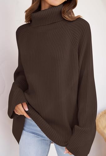 ZESICA Women's 2025 Fall Winter Sweaters Oversized Turtleneck Long Sleeve Chunky Knitted Pullover Sweater Jumper Tops2