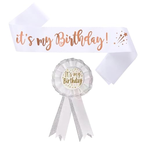 1 Pieza De Ramillete De Cumpleaños Blanco, 1 Pieza De Cinturón De Etiqueta Blanco, Cinta De Estrella Intermitente, Alfiler De Hojalata, Regalo De Fiesta De Cumpleaños.