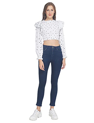 Image of oxolloxo Frill Me Up in Polka Women's Crop Smocked Top