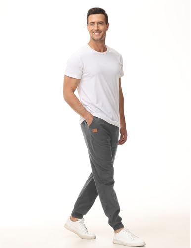 VMSUCIJ Pantalones Hombre Casuales Deporte Elásticos Joggers Largos Pants con Bolsillos Algodón Pantalón Deportivo,Gris 01,L - imagen 7