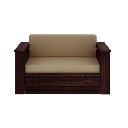 Image of Amazon Brand - Solimo Sheesham Wood Italian 2 Seater Sofa Cum Bed with Cushions and Side Pockets Storage | Multipurpose Sofa Furniture for Living Room and Home (Walnut Finish)