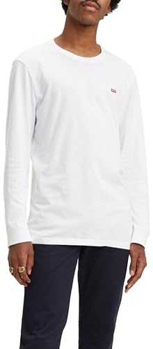 Levi's Herren Long-Sleeve Original Housemark Tee T-Shirt, Cotton + Patch White, S