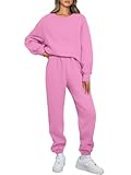 AUTOMET Sweatsuits for Women Set 2 Piece Outfits Oversized Sweatshirt Fall Outfits 2025 Lounge Sets Pullover Casual Trendy Y2k Clothing Sweatpants with Pockets Pink S