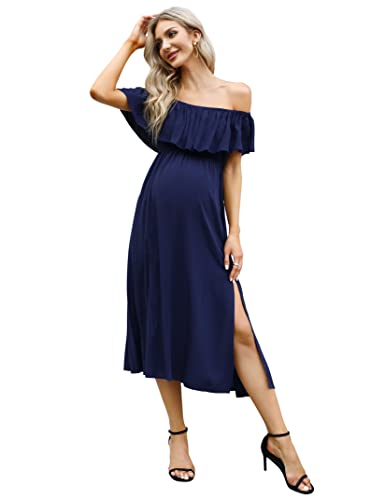 dark blue maternity dress Midnight Navy Burnout Velvet Maxi Dress L