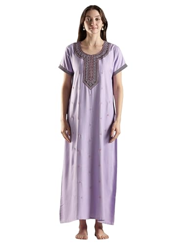 Image of 9shines Label Stylish Alpine Nighty Maxi for Women | Full Length Trendy Nightgown | Premium Nightdress | Nightwear | Heavy Embroidery Nighty with Pockets(2891)