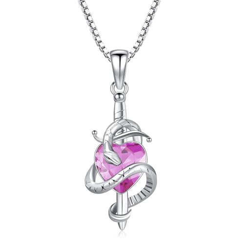 Collier serpent et épée argent 925, cadeau anniversaire parfait femme et fille