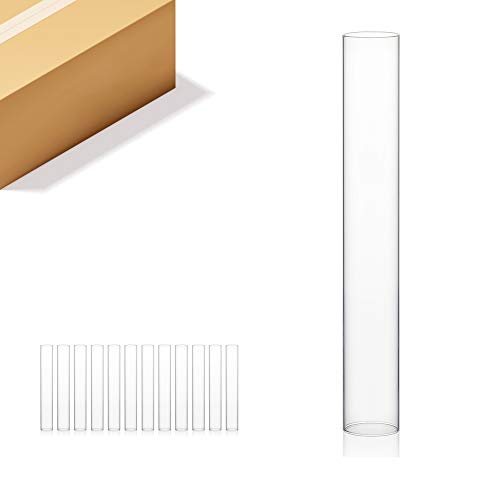 WGVI Hurricane Candle Holder Sleeve, Wide 2", Height 14", Clear Glass Cylinder Candleholder, Chimney Tube, Open Ended Candle Shade, 12 Pieces Bulk
