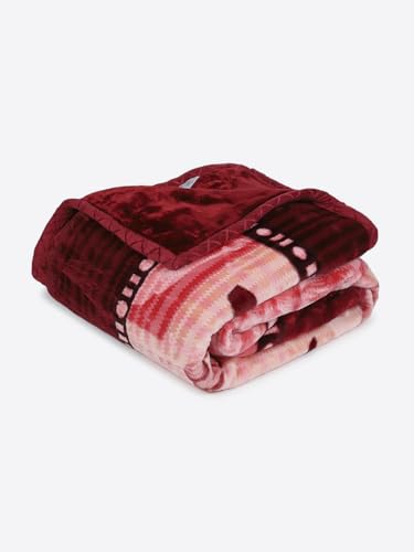 Image of Monte Carlo Double Bed Heavy Winter Blanket Marshal 2 Ply 850 GSM | 4.5 KG (240x220 CM), Red Maroon