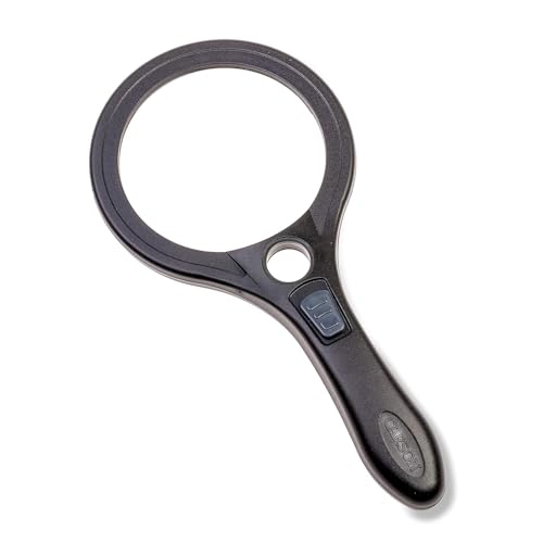 CARSON LED Magnifier, 2.5X Aspheric Lens with 7X Spot Lens, 20 x 12.5 cm, COB LED, 2 Brightness Settings, Black