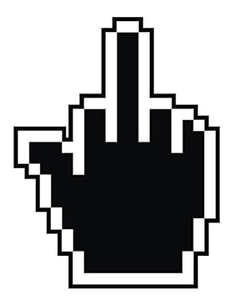 Pixelated Middle Finger Mouse Cursor Icon Vinyl Decal Sticker (4" Tall