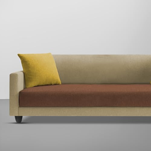 Image of Casaliving Dominic 3 Seater Sofa Set for Living Room (Cream Brown Fabric) Premium Fabric Sofa