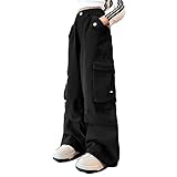 女の子用カーゴパンツ 伸縮性ウエスト コットン混紡 バギーパンツ 付き 4～15歳向け