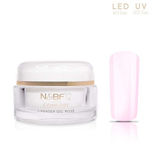 N&BF UV+LED 1-Phasen-Gel Comfort Line Rose | 15ml hochwertiges Profi 3-in1 Gel | Professionelles Allrounder Nagelgel für Grundierung, Aufbau und Versiegelung | Made in Germany