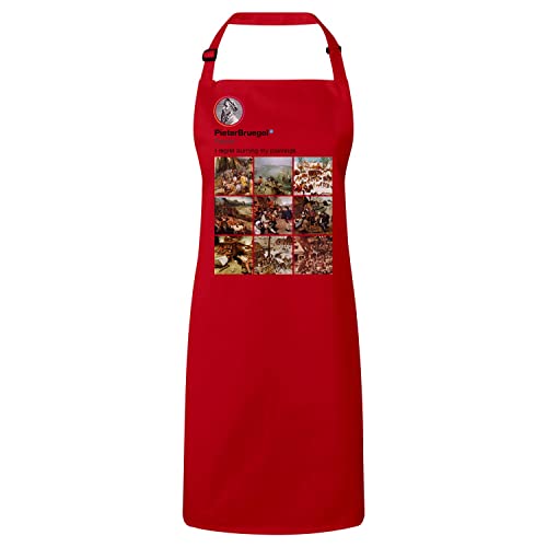 Tablier de cuisine rouge imprimé Bruegel pour cuisiner avec style et passion