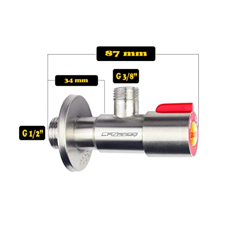 2 Set Eckventil aus Edelstahl rot blau Abgang: 3/8 und Wandanschluss 1/2