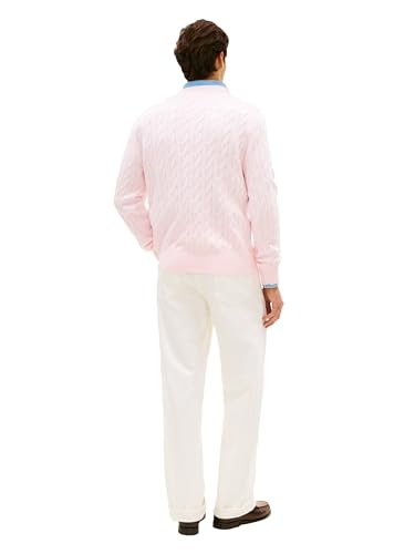 Image of Tommy Hilfiger Men's Cable Knit Crewneck Sweater Lightweight Pullover