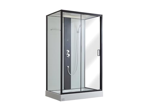 Vente-unique-Cabina de ducha con hidromasaje PRIMEA - 2 zonas de jets de masaje- Ancho 120 x Prof. 80 x Alt. 215 cm - lluvia tropical y ducha de mano