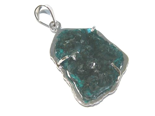 Pendentif Dioptase vert argent 925 pour femme, collier pierre naturelle verte