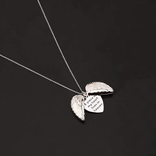 Image of CENWA Memorial Jewelry Sympathy Gift A Piece of My Heart Lives In Heaven Angel Wings Open Locket Necklace (A Piece of My Heart N)