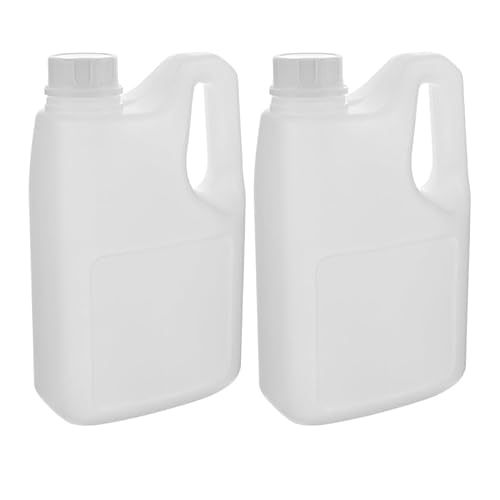SHINEOFI 2 Pack 2L Juice Jugs with Handle, Plastic Beverage Storage Bottles for Fridge, Leak-proof Lidded Smoothie Container for Milk Syrup Honey, 2000ml Robust Decanter, White