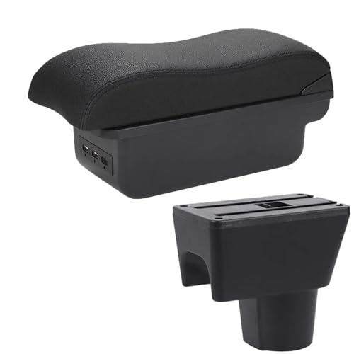Car armrest for Renault Duster Armrest 2012-2018 for Nissan Terrano 3 for Dacia Duster Oroc Car Armrest Box Curved Surface Leather Simple Instal with 3U.S.B(Black LINE)