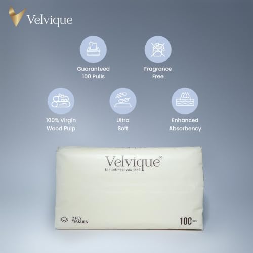 Image of Premium 2-Ply Facial Tissues, 100% Virgin Wood Pulp Pack of 10, 1000 pulls