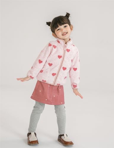 Image of Kids Printed Fleece Jacket Sherpa Lined Lightweight Zip | Toddler Baby Boys Girls Autumn Winter Warm Outerwear Soft Polar Fleece Car Seat Friendly Zip Up Coat