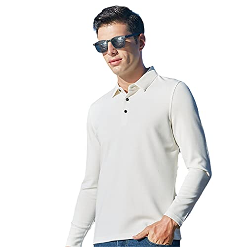 Polo homme manches longues blanc chaud pour éviter le froid de mi-saison